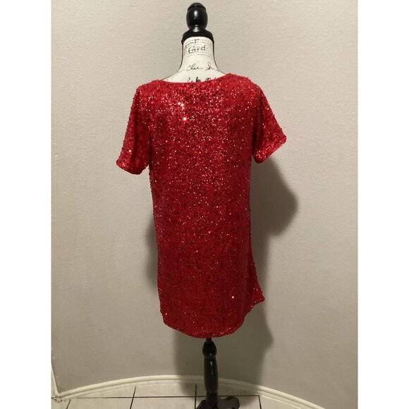 Shein Vintage Red Sequin Short-Sleeve Dress Size S - Picture 6 of 6